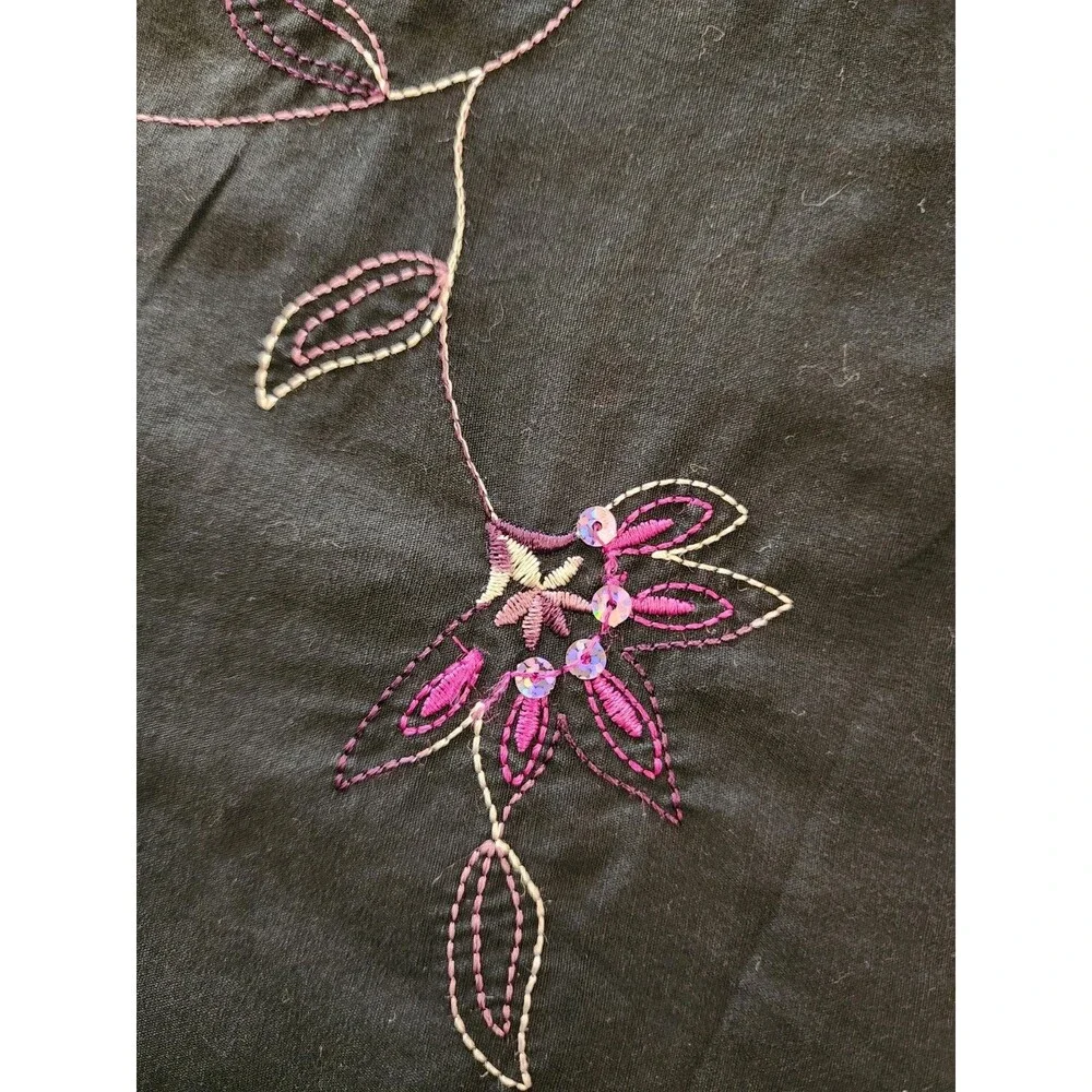 2Hip By Wrapper Junior Sz 14 Y2k Inspired Midi Skirt Black With Purple Flowers